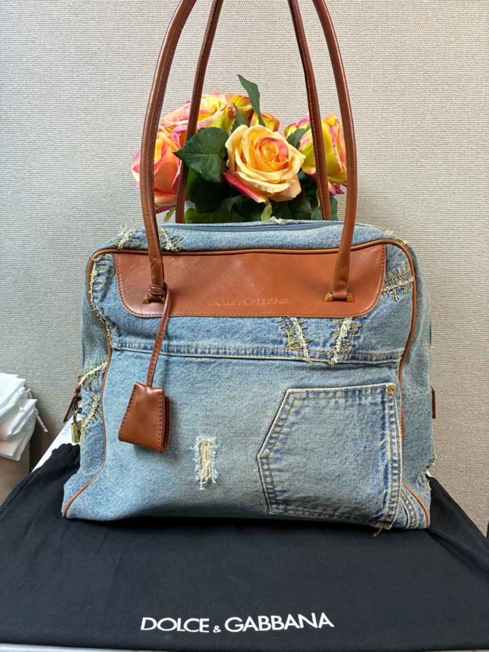 Dolce & Gabbana Denim Patchwork Blue Jean Shoulder Bag - Excellent Condition